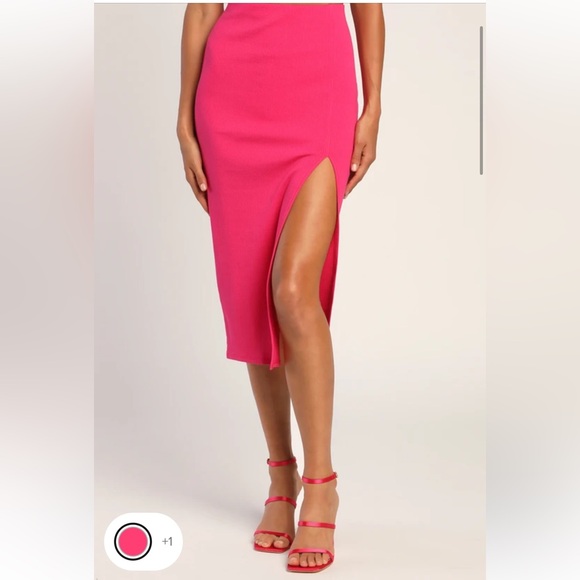 Lulu’s Phenomenal Style Magenta One-Shoulder Two-Piece Midi Dress - Picture 4 of 7